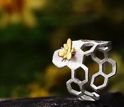 Beehive Ring, Women's Jewelry, Honeycomb Design