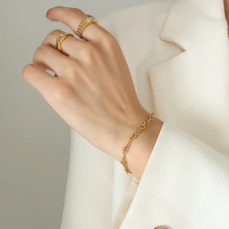 Copper Ring Buckle Necklace and Bracelet Set