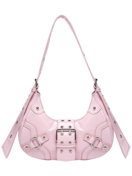 Studded PU Leather Clutch Shoulder Tote Handbag. Adjustable Strap Boho Purses