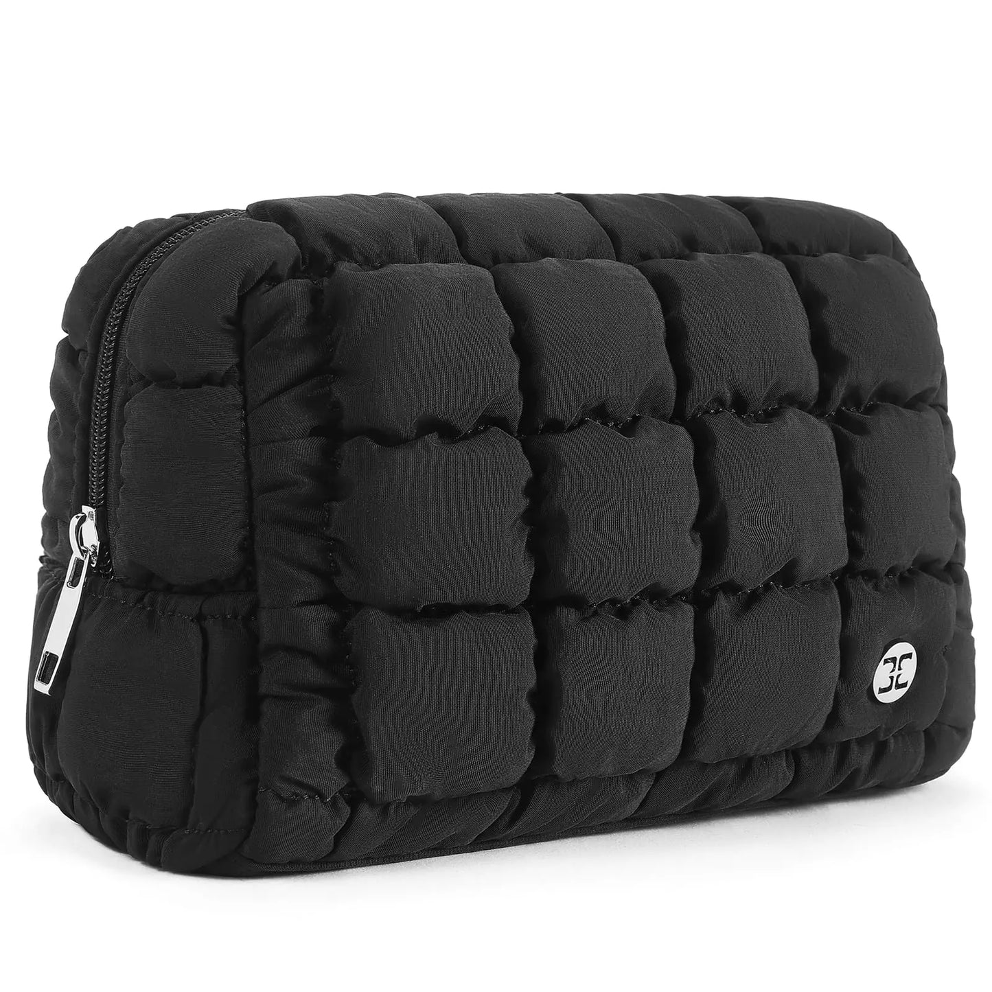 Puffer Nylon Padded Make Up Bags for Women. Makeup Organizer Case Wide-open Pouch Travel Essentials