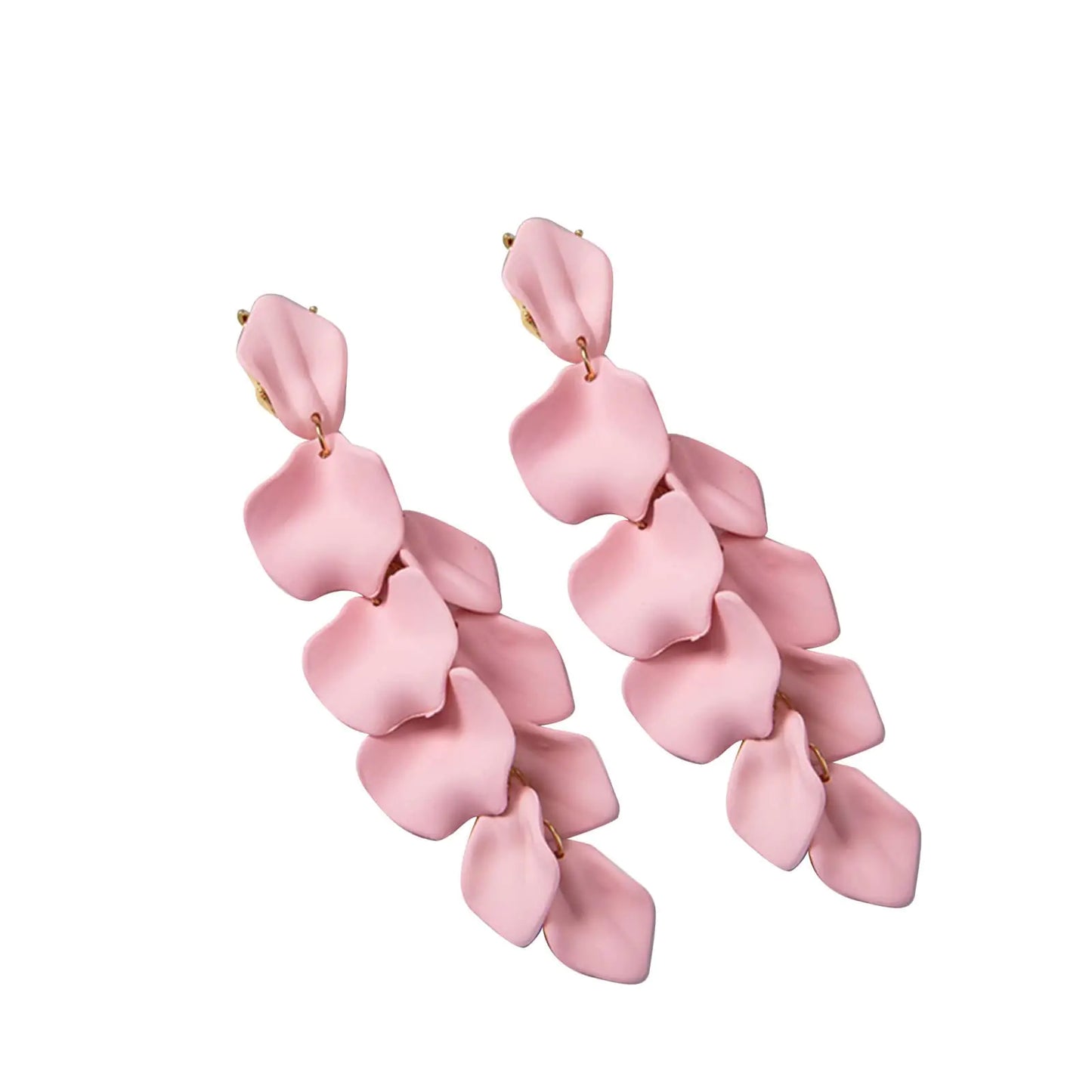 Acrylic Matte Rose Flower Petal Long Drop Dangle Earring. Bohemian Resin Floral Tassel Statement Earring, Women Exaggerated Party Jewelry Gift