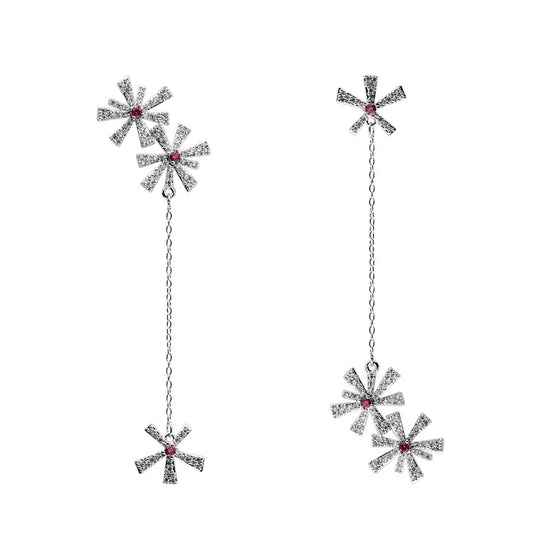 925 Silver Snowflake Drop Earrings for Women