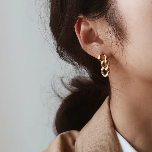 Punk Cuban Chain Earrings for Women's Business Party