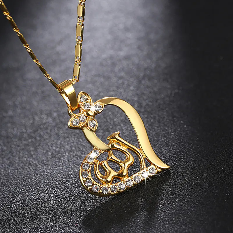 Islamic Allah Pendant Heart Necklace for Women Jewelry