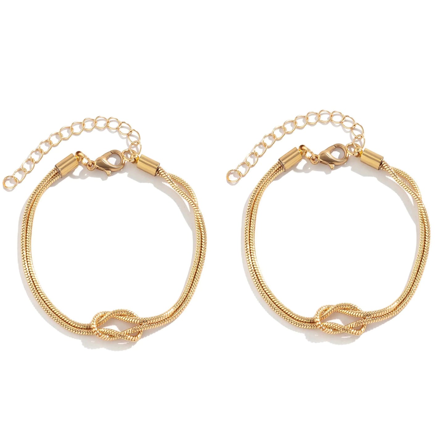 14K Gold Plated Love Knot Bracelets. Dainty Gold Matching Bracelets for Couples, Forever Infinity Friendship Jewelry Gifts
