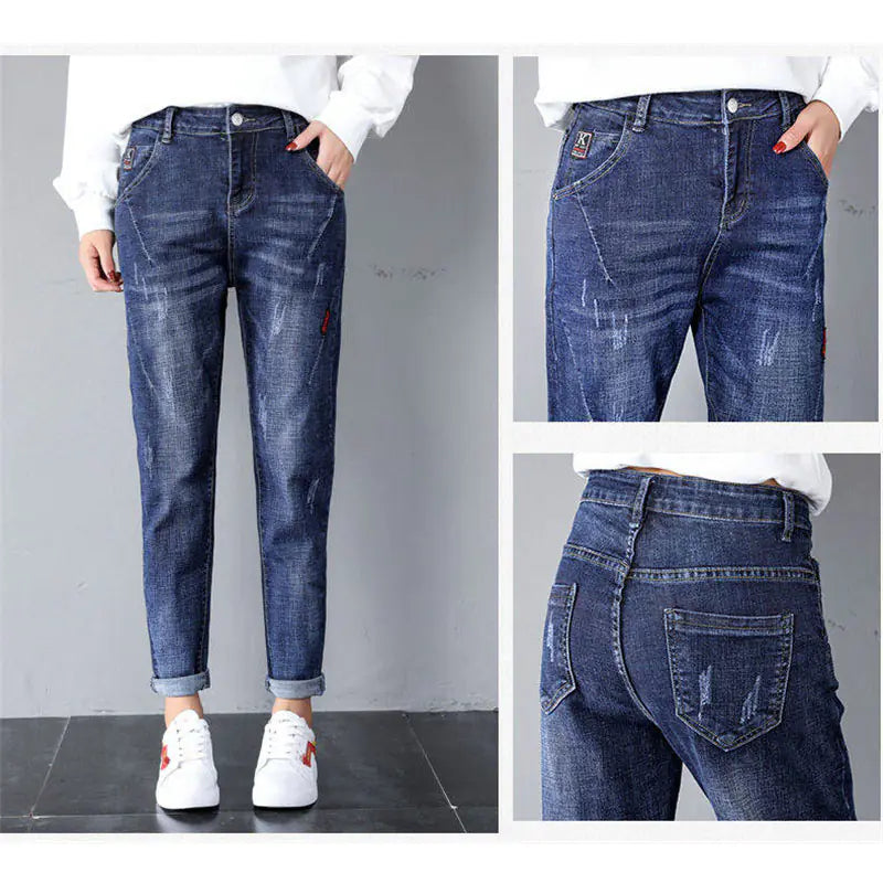 High Waist Denim Harem Pants for Women - P295