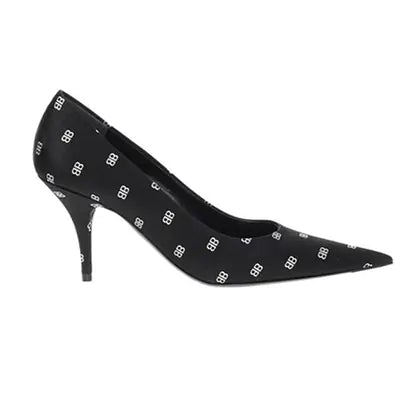 Pointed Toe BB Letter Print Stiletto Heels for Women