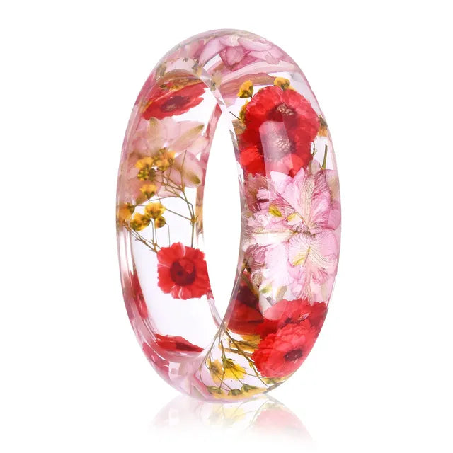 Dried Flower Resin Bracelet Bangle Jewelry for Women