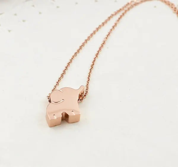 18K Rose Gold Fashion Elephant Necklace for Women