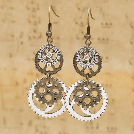 Gear Pointer Drop Earrings - Jewelry Accessories