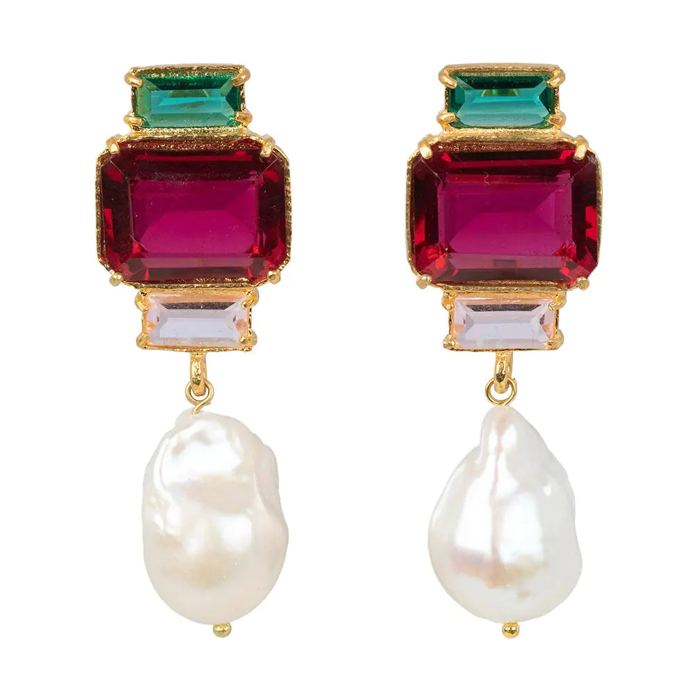 Fashionable Geometric Pearl Tassel Earrings for Women