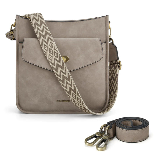 Trendy Vegan Leather Shoulder Bag for Women. Hobo Purses Handbags with 2 Shoulder Straps Khaki
