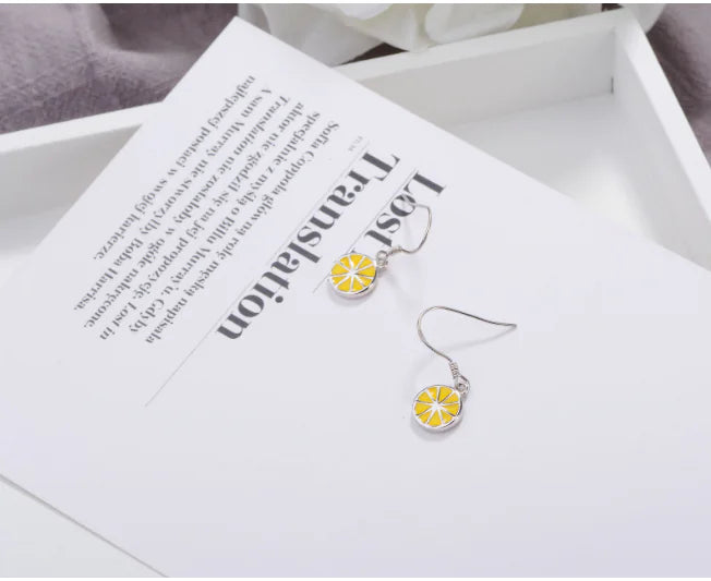 925 Silver Simple Lemon Earrings for Women