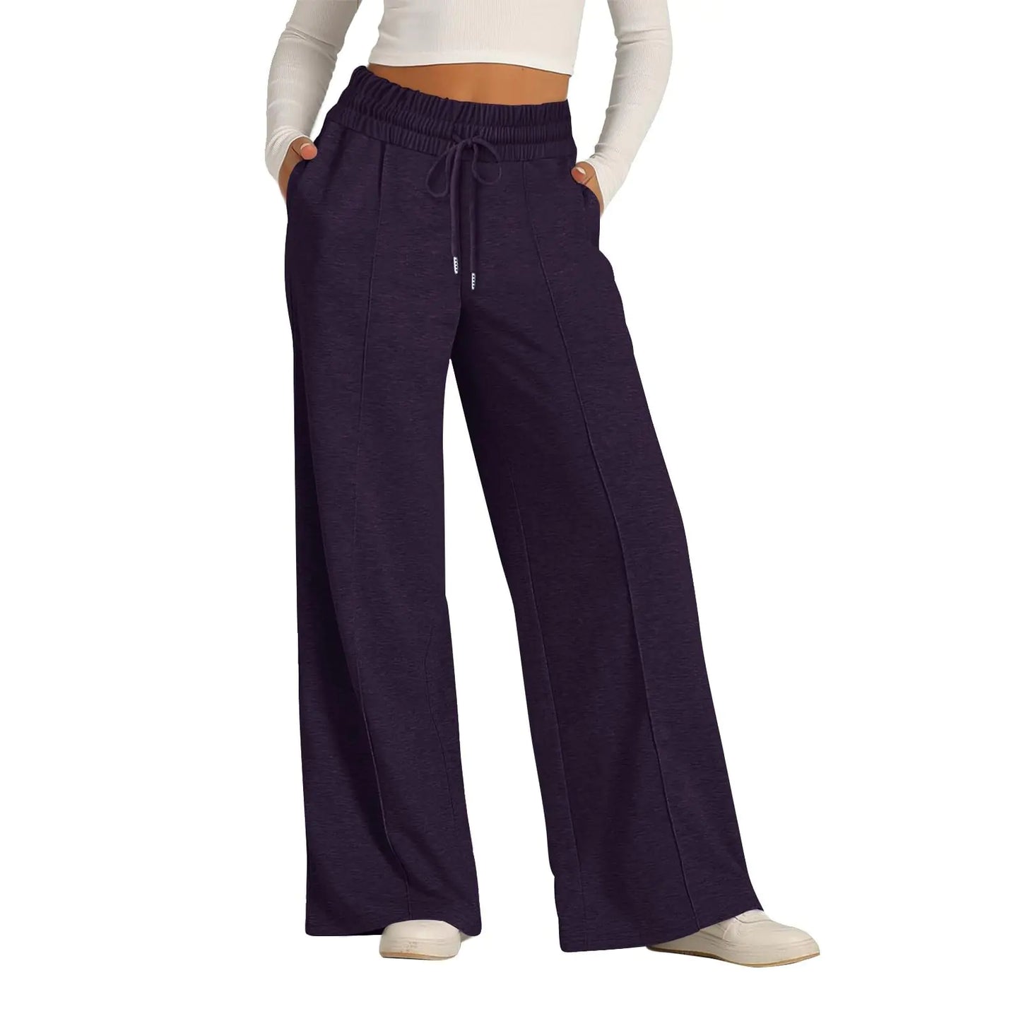 Oversized Wide Leg Sweatpants for Women. Baggy Lightweight Joggers with Pockets - Comfy Drawstring High Waisted Casual Loose Fit Straight Leg Cotton Yoga Pants