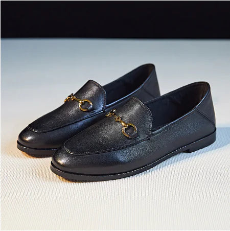 Women's Loafers, British Flat Shoes with Horsebit Detail