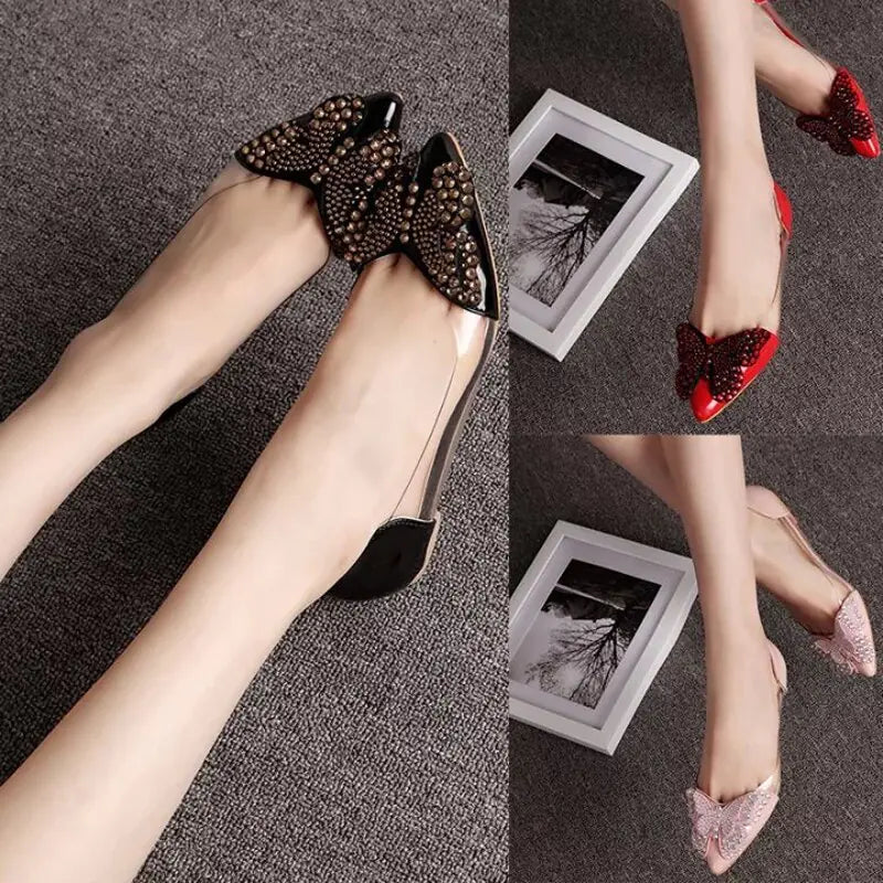 Women's Jelly Sandals with Bow - Summer Flats