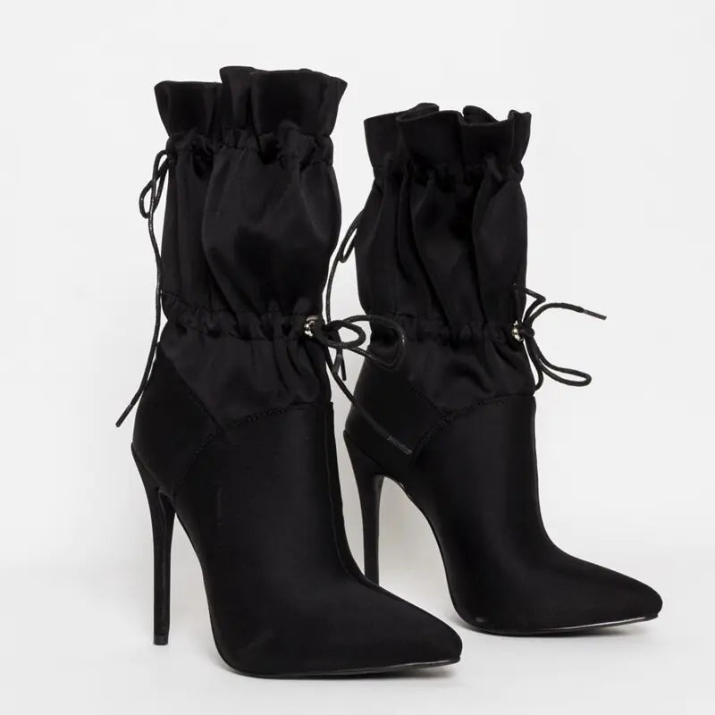 Mid-Calf High Heel Pointed Toe Boots for Women
