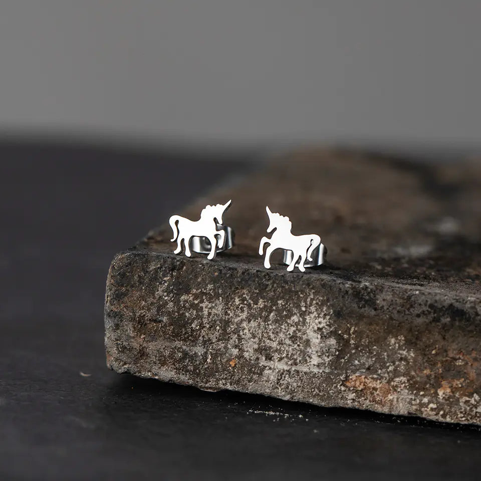 Unicorn Stud Earrings - Minimalist Alloy Jewelry