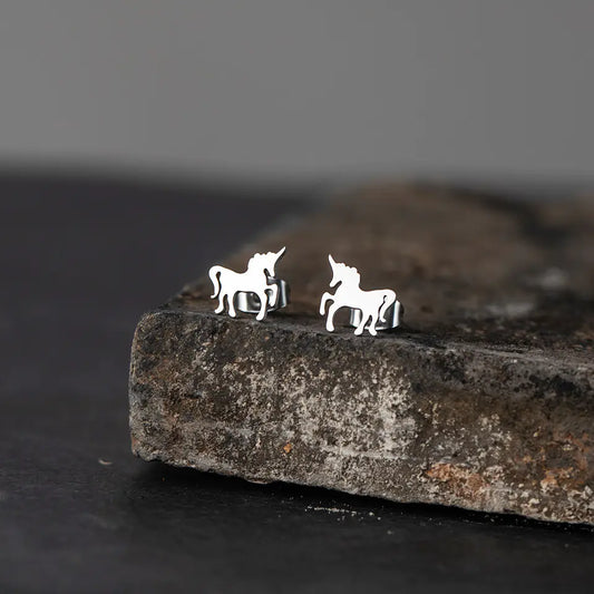 Unicorn Stud Earrings - Minimalist Alloy Jewelry