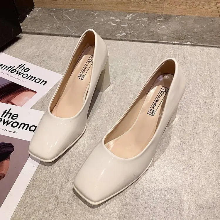 French High Heel Vintage Chunky Heels for Women