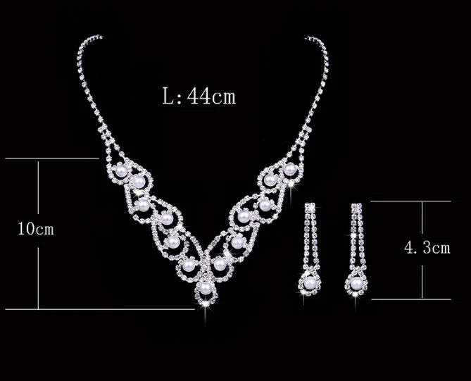 Elegant Pearl Earrings and Necklace Bridal Set