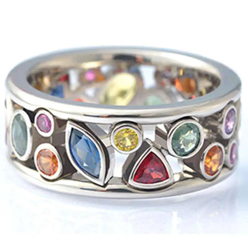 Colorful Hollow Diamond Ring for Women - Elegant Zircon Jewelry