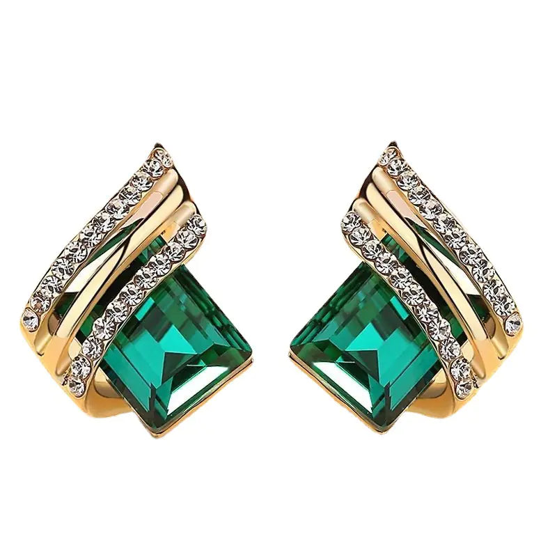 Geometric Crystal Earrings for Women - Hypoallergenic