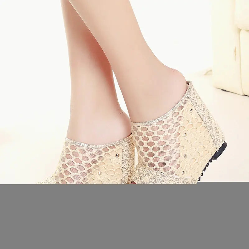 Cutout Waterproof Wedge High Heels Sandals for Women