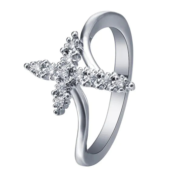 Diamond Cross Jesus Ring for Women - Fashion Silver Jewelry