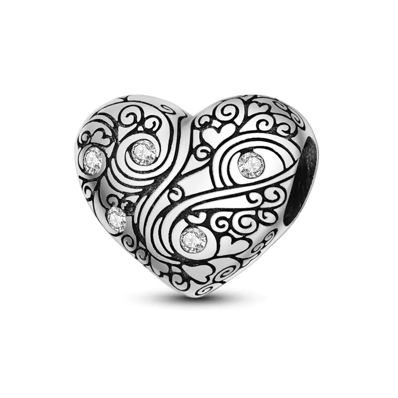 S925 Silver Plated Heart Bead Charm Bracelet Necklace