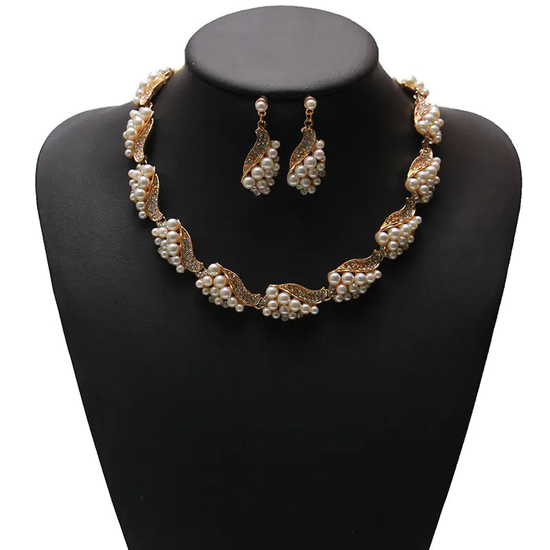 Pearl Necklace, Bracelet, and Earrings Bridal Set