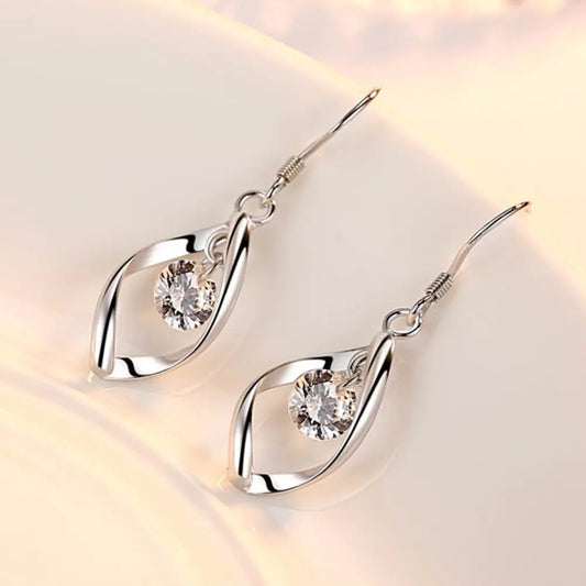 New Silver Twisted Diamond Earrings for Women