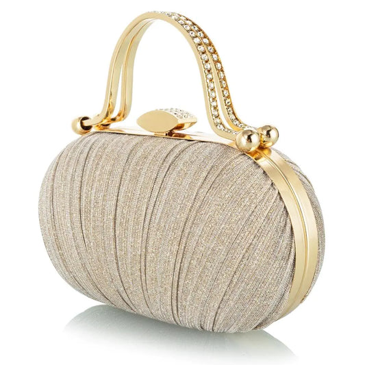 Rhinestone Clutch Purses For Women. Evening Handbag Pleated Glitter Bag for Wedding Party