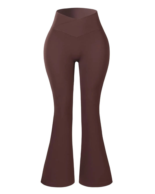 Fire Flare Leggings for Women. Crossover High Waisted Tummy Control Yoga Pants, Wide Leg Bootcut Leggings