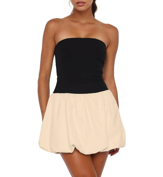Women’s Sexy Strapless Mini Dress. Club Tube Corset Party Dress, Y2k Bubble Skirt Summer Casual Bandeau Dresses