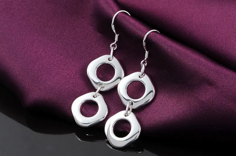 Silver 3-Piece Jewelry Set: Earrings, Necklace, Bracelet