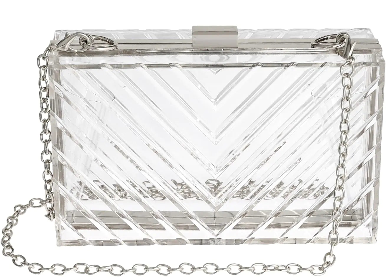 Acrylic Clear Clutch Bag. Stadium Approved Purse (Silver)