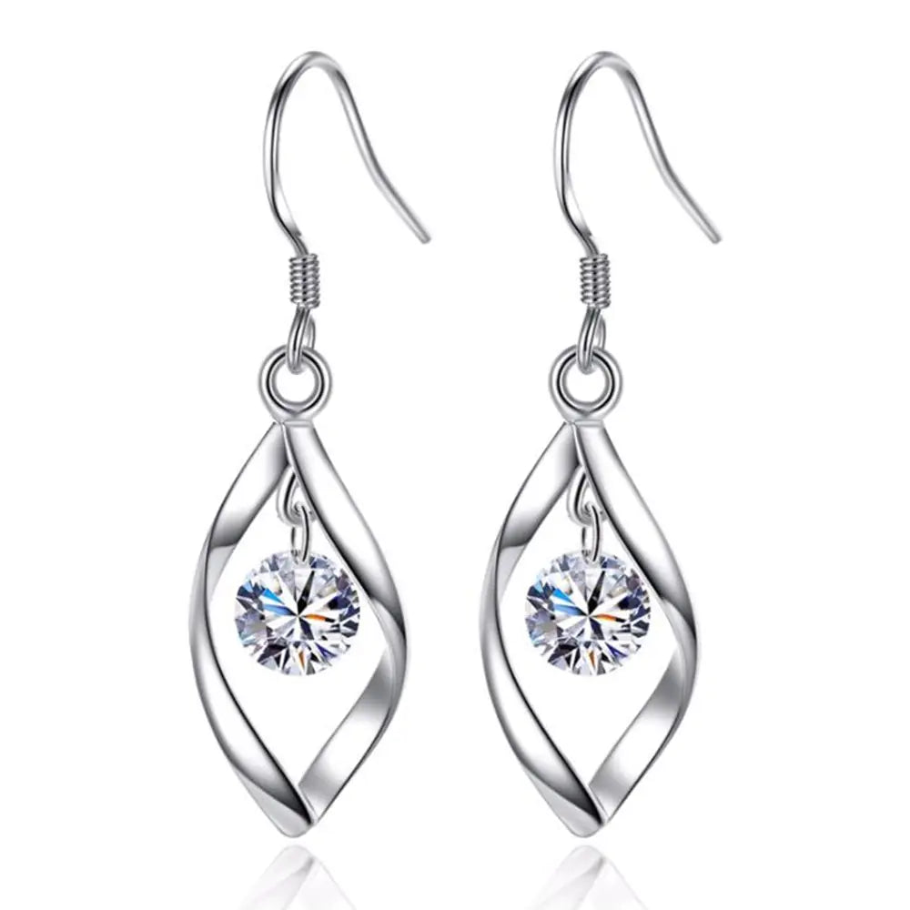 New Silver Twisted Diamond Earrings for Women
