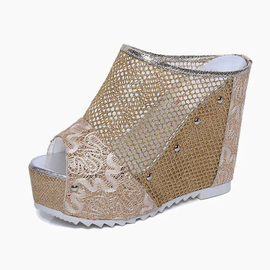Cutout Waterproof Wedge High Heels Sandals for Women