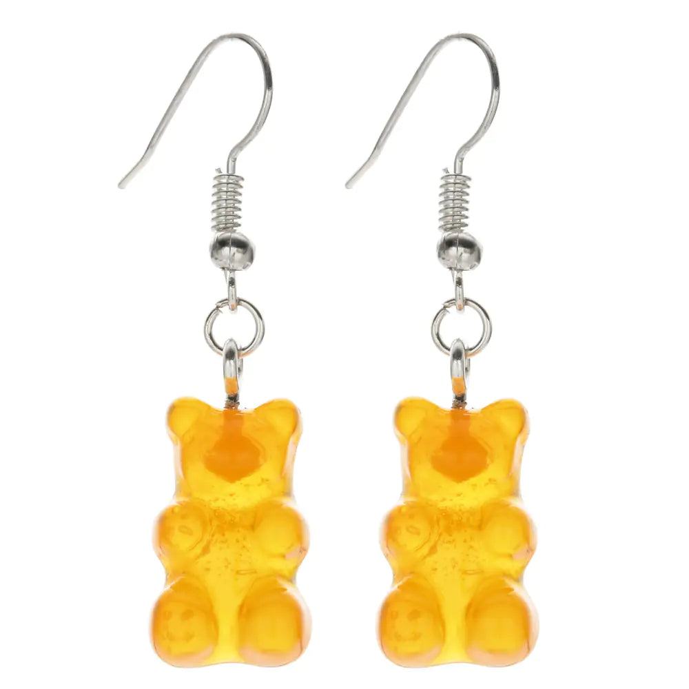 Colorful Resin Cartoon Bear Earrings for Women