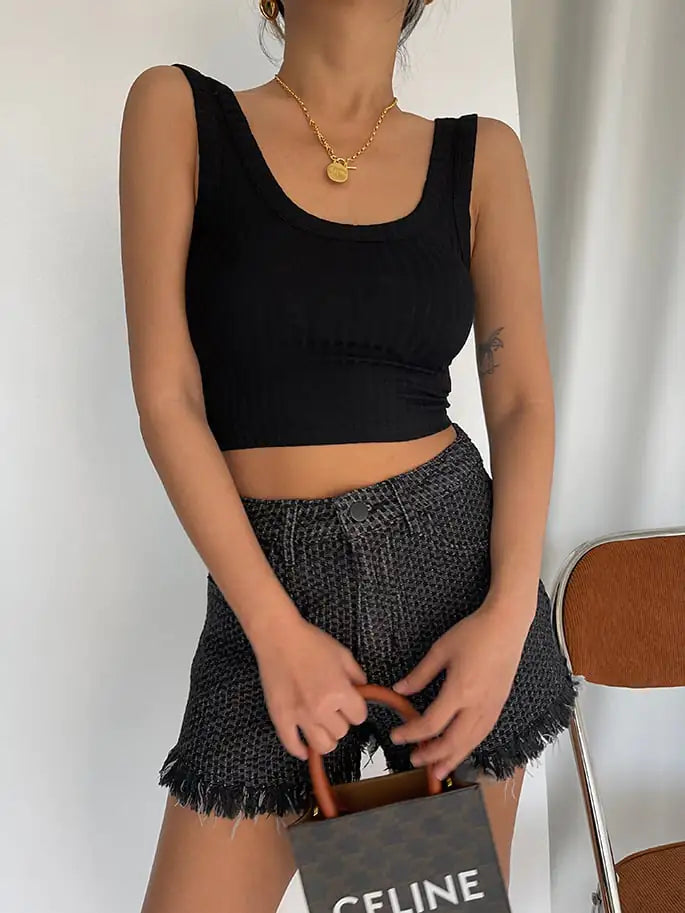 High-Waisted Skinny Frayed Hot Pants for Women