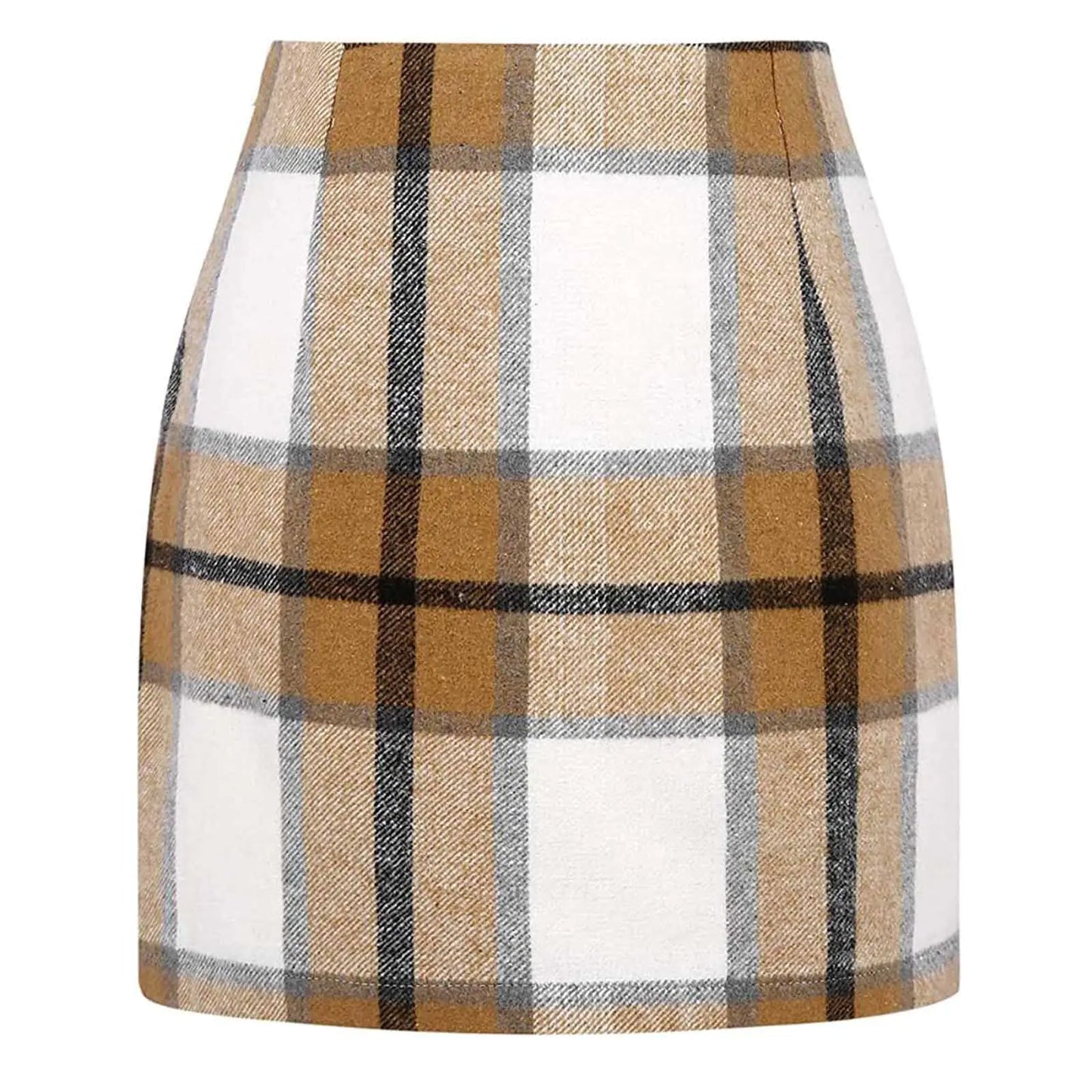 Winter Plaid Skirts for Women. High Waist Wool Mini Pencil Skirt - Casual Bodycon Flannel A Line Skirt