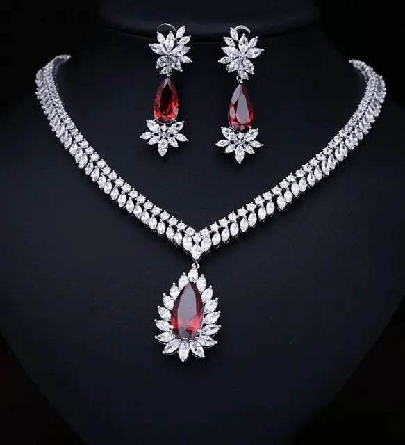 Bridal Necklace Set with AAA Zircon Earrings