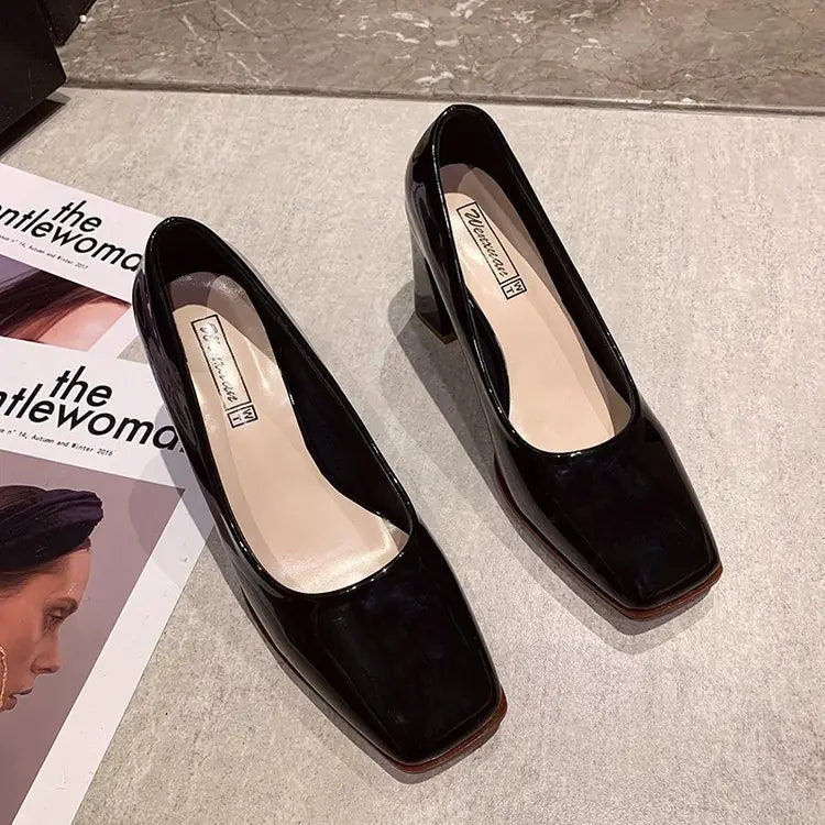 French High Heel Vintage Chunky Heels for Women