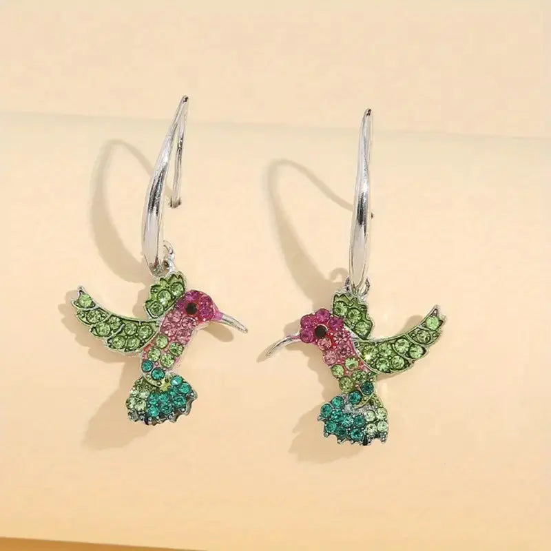 Colorful Hummingbird Crystal Earrings for Women