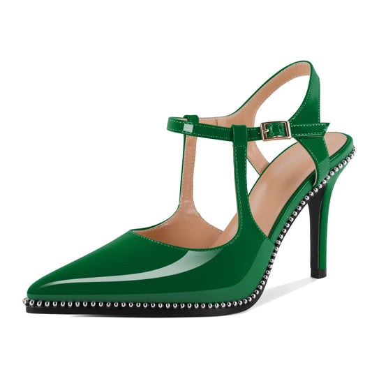 Slingback Pointed Closed Toe Stiletto Dress Shoes. Womens Pumps High Heels, Classic Wedding Party Work Shoes 3.5 Inch