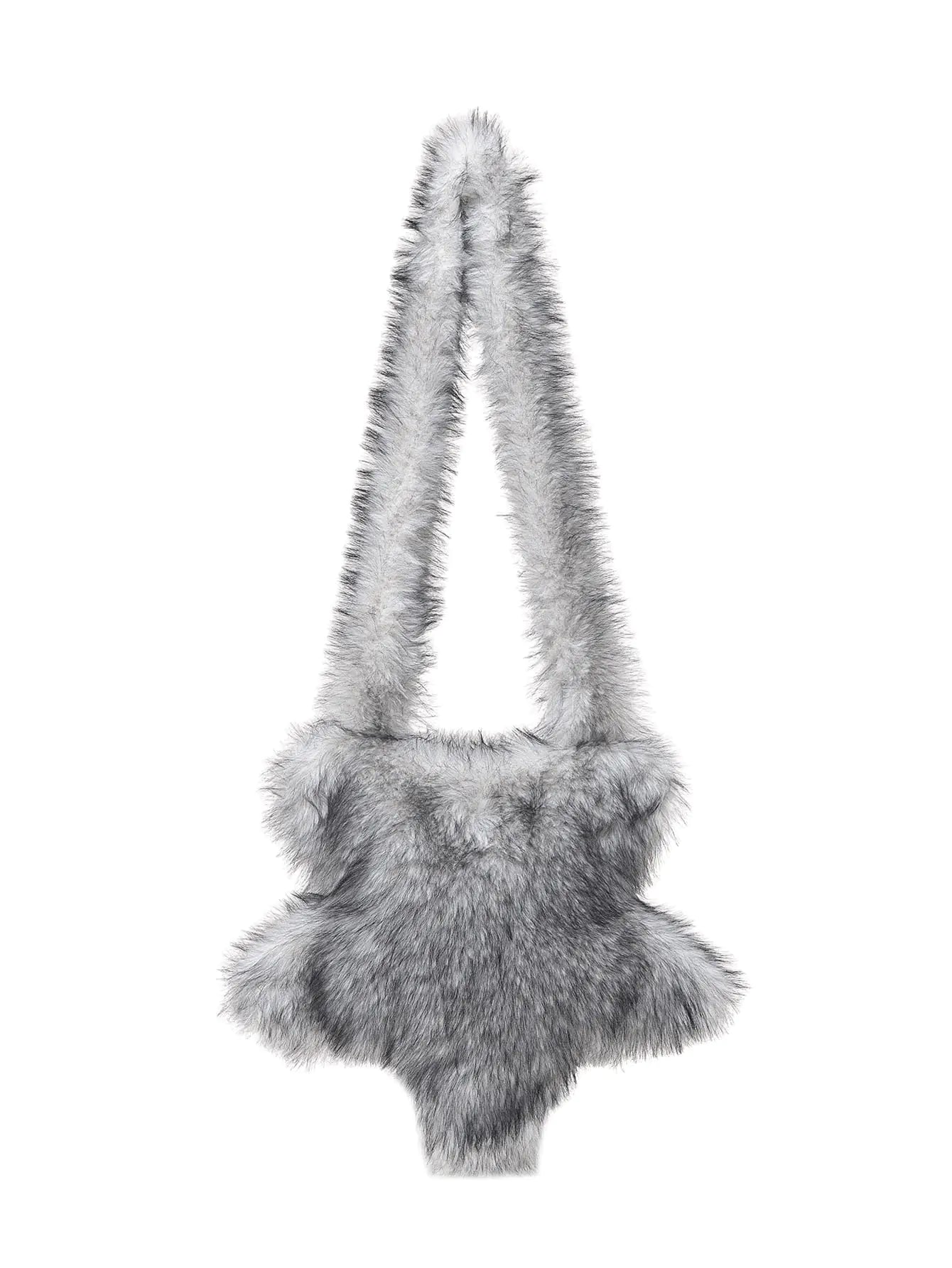 Womens Fuzzy Crossbody Tote Bags. Furry Shoulder Bags Purse Handbag Grey
