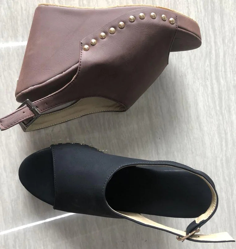 Wedge Sandals with Strap, Plus Size High Heels