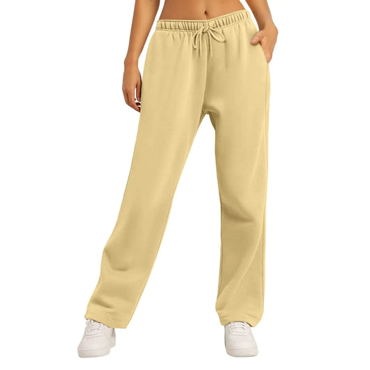 Wide Leg Loose Fit Elastic Sweatpants. High Waisted Drawstring Joggers with Pockets, Fall Sports Y2k pants for Teen Girls Ladies. Fashion Lounge Pants