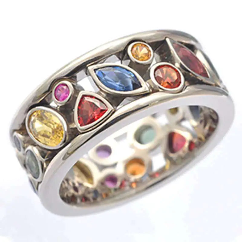 Colorful Hollow Diamond Ring for Women - Elegant Zircon Jewelry